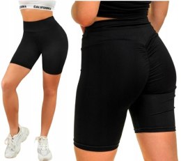KOLARKI SPODENKI DAMSKIE Z MARSZCZENIEM PUSH UP KOLORY SPORTOWE S/M