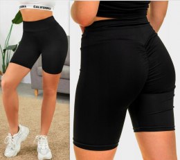 KOLARKI SPODENKI DAMSKIE Z MARSZCZENIEM PUSH UP KOLORY SPORTOWE S/M