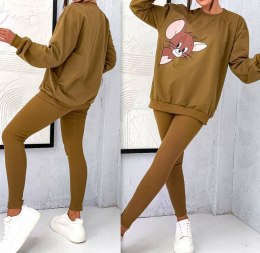 KOMPLET dresowy DAMSKI bluza LEGGINSY prążek MODNY KOLORY L