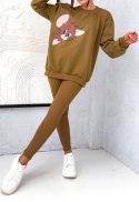 KOMPLET dresowy DAMSKI bluza LEGGINSY prążek MODNY KOLORY L