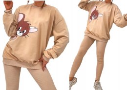 KOMPLET dresowy DAMSKI bluza LEGGINSY prążek MODNY KOLORY M