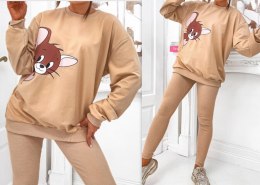 KOMPLET dresowy DAMSKI bluza LEGGINSY prążek MODNY KOLORY M