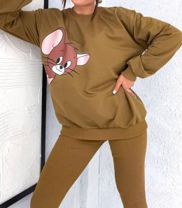 KOMPLET dresowy DAMSKI bluza LEGGINSY prążek MODNY KOLORY M