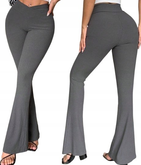 LEGGINSY DZWONY PRZEKŁADANY PAS CZARNE SZEROKIE NOGAWKI Prążkowane KOLORY LEGGINSY DZWONY PRZEKŁADANY PAS CZARNE SZEROKIE NOGAWKI Prążkowane KOLORY