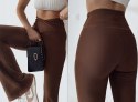 LEGGINSY DZWONY PRZEKŁADANY PAS CZARNE SZEROKIE NOGAWKI Prążkowane KOLORY