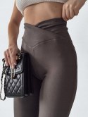 LEGGINSY DZWONY PRZEKŁADANY PAS CZARNE SZEROKIE NOGAWKI Prążkowane KOLORY