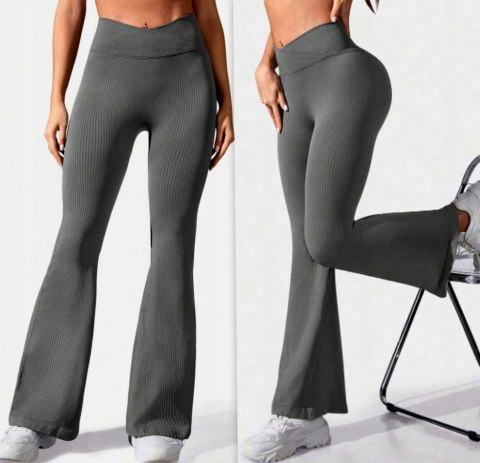 LEGGINSY DZWONY PRZEKŁADANY PAS CZARNE SZEROKIE NOGAWKI Prążkowane KOLORY LEGGINSY DZWONY PRZEKŁADANY PAS CZARNE SZEROKIE NOGAWKI Prążkowane KOLORY