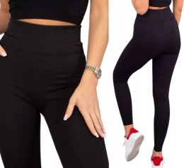 LEGGINSY PRĄŻEK PRĄŻKOWANE BAMBUSOWE WYSOKI STAN KOLORY L/XL