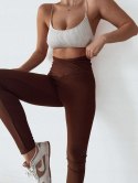 LEGGINSY PRĄŻKOWANE CIEPŁE WYSOKI STAN PRZEKŁADANY PAS KOLORY L/XL