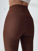 LEGGINSY PRĄŻKOWANE CIEPŁE WYSOKI STAN PRZEKŁADANY PAS KOLORY L/XL