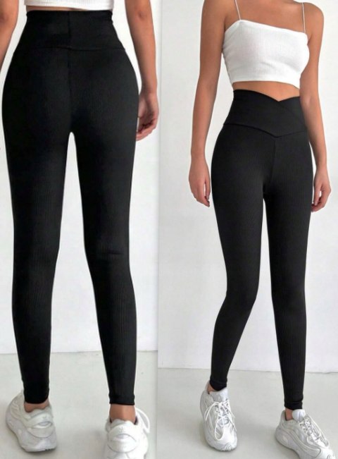 LEGGINSY PRĄŻKOWANE CIEPŁE WYSOKI STAN PRZEKŁADANY PAS KOLORY L/XL LEGGINSY PRĄŻKOWANE CIEPŁE WYSOKI STAN PRZEKŁADANY PAS KOLORY L/XL