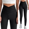 LEGGINSY PRĄŻKOWANE CIEPŁE WYSOKI STAN PRZEKŁADANY PAS KOLORY L/XL