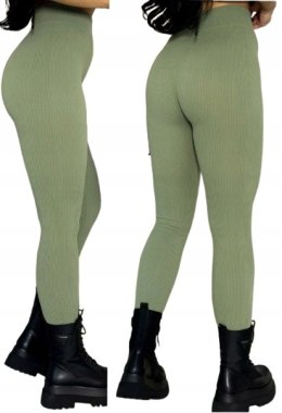 LEGGINSY PRĄŻKOWANE ELASTYCZNE PRĄŻEK KRYJĄCE KOLORY S/M