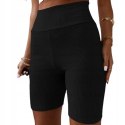 Prążkowane Kolarki Legginsy z Wysokim Stanem Fit Getry Sportowe s/m
