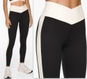 LEGGINSY PRZEKŁADANY PAS WYSOKI STAN CZARNE FITNESS S/M