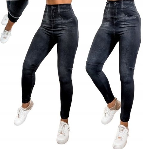 Legginsy Imitacja Jeans Ciepłe Leginsy Spodnie Damskie Grube Modne Getry Legginsy Imitacja Jeans Ciepłe Leginsy Spodnie Damskie Grube Modne Getry