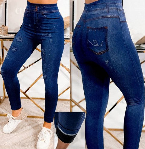 Legginsy Imitacja Jeans Ciepłe Leginsy Spodnie Damskie Grube Modne Getry Legginsy Imitacja Jeans Ciepłe Leginsy Spodnie Damskie Grube Modne Getry