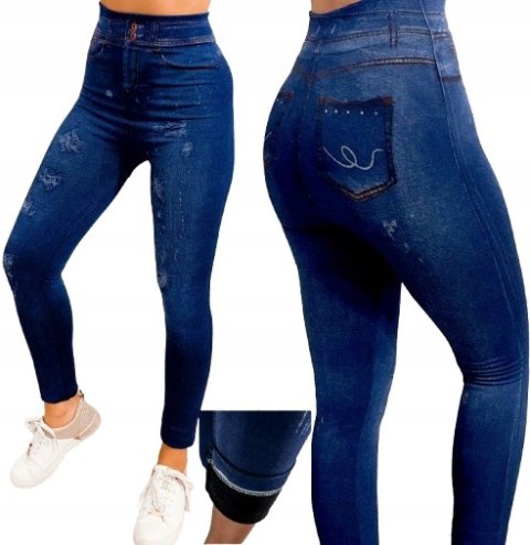 Legginsy Imitacja Jeans Ciepłe Leginsy Spodnie Damskie Grube Modne Getry Legginsy Imitacja Jeans Ciepłe Leginsy Spodnie Damskie Grube Modne Getry
