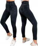 Legginsy Imitacja Jeans Ciepłe Leginsy Spodnie Damskie Grube Modne Getry
