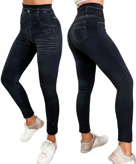 Legginsy Imitacja Jeans Ciepłe Leginsy Spodnie Damskie Grube Modne Getry Legginsy Imitacja Jeans Ciepłe Leginsy Spodnie Damskie Grube Modne Getry
