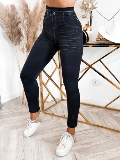Legginsy Imitacja Jeans Ciepłe Leginsy Spodnie Damskie Grube Modne Getry Legginsy Imitacja Jeans Ciepłe Leginsy Spodnie Damskie Grube Modne Getry