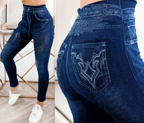 Legginsy Imitacja Jeans Ciepłe Leginsy Spodnie Damskie Grube Modne Getry Legginsy Imitacja Jeans Ciepłe Leginsy Spodnie Damskie Grube Modne Getry