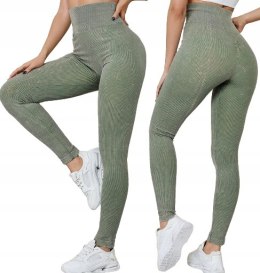 Damskie prążkowane legginsy MODELUJĄCE KOLORY