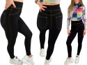 LEGGINSY OCIEPLANE SPODNIE CZARNE ELASTYCZNE