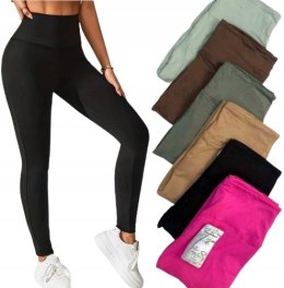 Legginsy Damskie z Wysokim Stanem Klasyczne Getry KOLORY L/XL