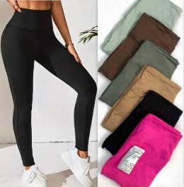 Legginsy Damskie z Wysokim Stanem Klasyczne Getry KOLORY L/XL