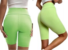 Prążkowane Kolarki Legginsy z Wysokim Stanem Fit Getry Sportowe s/m