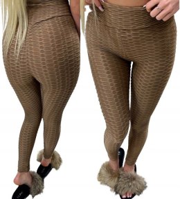 Legginsy PUSH UP sportowe FITNESS KARBOWANE KOLORY L/XL