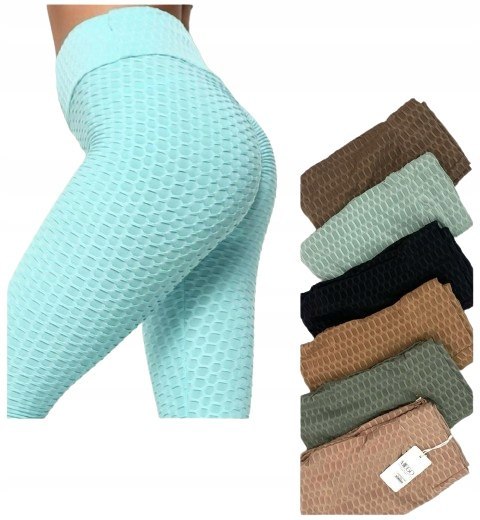 Legginsy PUSH UP sportowe FITNESS KARBOWANE KOLORY L/XL Legginsy PUSH UP sportowe FITNESS KARBOWANE KOLORY L/XL