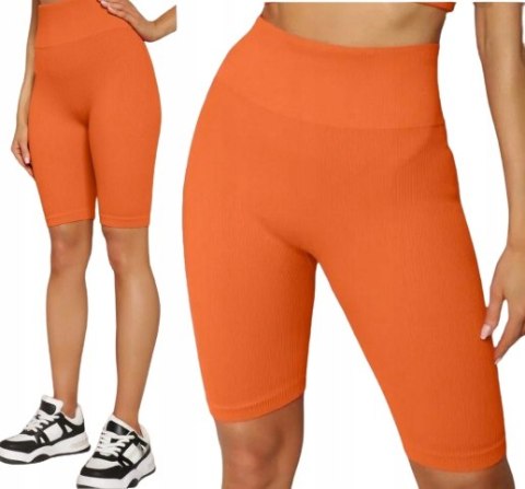 Prążkowane Kolarki Legginsy z Wysokim Stanem Fit Getry L/XL Prążkowane Kolarki Legginsy z Wysokim Stanem Fit Getry L/XL