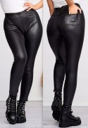 Czarne LEGGINSY z imitacji skóry EKO SKÓRA S/M