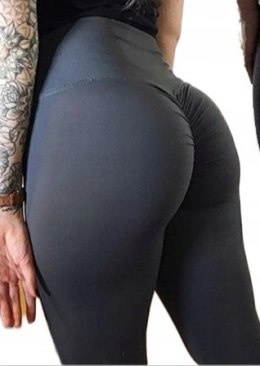 Legginsy sportowe damskie PUSH UP marszczenia SIŁOWNIA WYSOKI STAN s/m