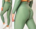 Legginsy sportowe damskie PUSH UP marszczenia SIŁOWNIA WYSOKI STAN s/m