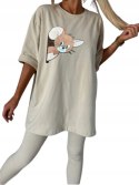 KOMPLET dresowy DAMSKI BLUZKA LEGGINSY prążek MODNY KOLORY XL