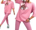 KOMPLET dresowy DAMSKI BLUZKA LEGGINSY prążek MODNY KOLORY M