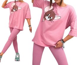 KOMPLET dresowy DAMSKI BLUZKA LEGGINSY prążek MODNY KOLORY M