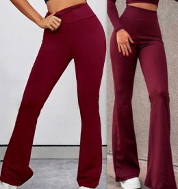 DZWONY SPODNIE SZEROKA NOGAWKA BORDO