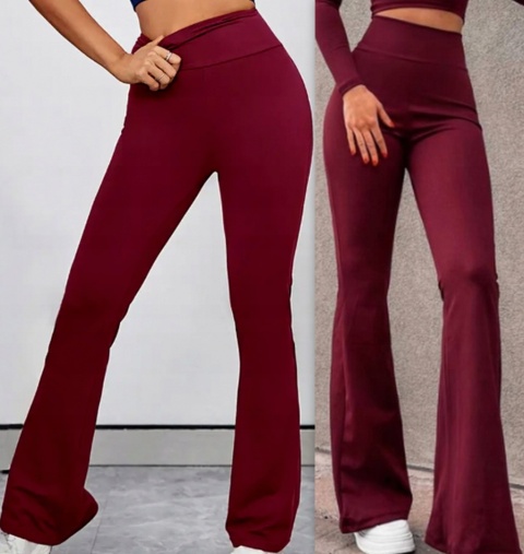 DZWONY SPODNIE SZEROKA NOGAWKA BORDO