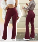 DZWONY SPODNIE SZEROKA NOGAWKA BORDO