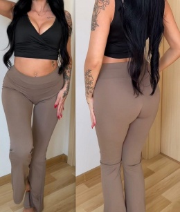 DZWONY SPODNIE SZEROKA NOGAWKA LATTE