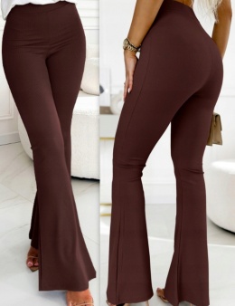 Dzwony PRĄŻEK Elastyczne Casual Szeroka Nogawka LEKKO OCIEPLANE