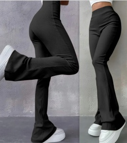 Dzwony PRĄŻEK Elastyczne Casual Szeroka Nogawka