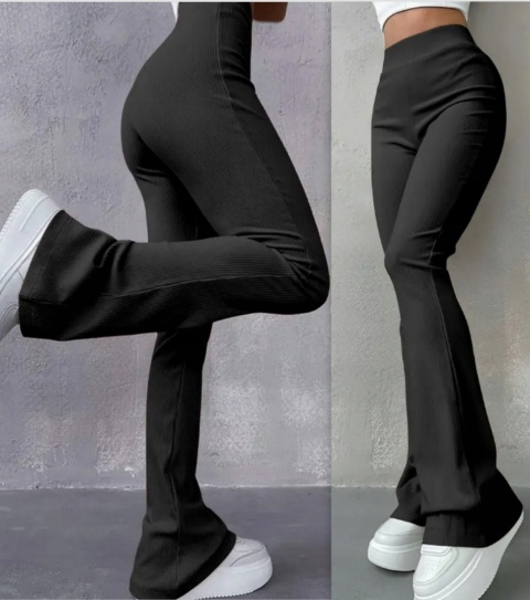 Dzwony PRĄŻEK Elastyczne Casual Szeroka Nogawka