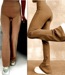 Dzwony PRĄŻEK Elastyczne Casual Szeroka Nogawka