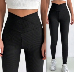 LEGGINSY PRĄŻKOWANE CIEPŁE thermo PRZEKŁADANY PAS