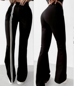 SPODNIE DZWONY DAMSKIE MODNE SZEROKA NOGAWKA CASUAL LAMPAS ROZMIARY